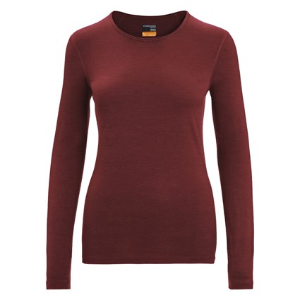 Icebreaker womens merino 200 Oasis long sleeve crew base layer in berry