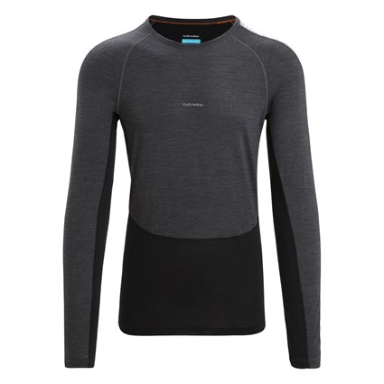 Icebreaker mens merino 125 Zoneknit long sleeve crew neck in jet heather / black