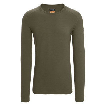 Icebreaker mens merino 200 Oasis long sleeve crew base layer in loden-green