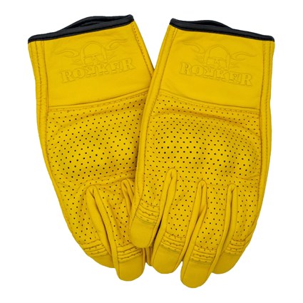 Rokker Tucson perforated gloves in natural yellow
