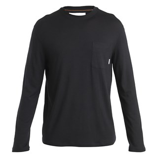 Icebreaker mens merino 150 Tech Lite long sleeve pocket T-shirt in black