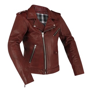 Richa ladies Brighton leather jacket in burgundy