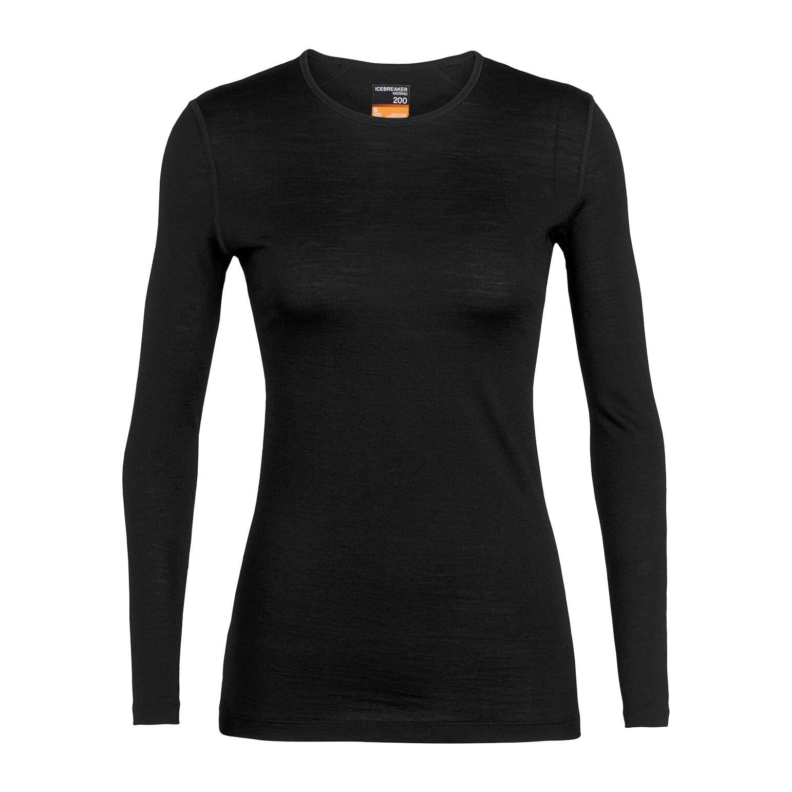 Icebreaker womens merino 200 Oasis long sleeve crew base layer in black