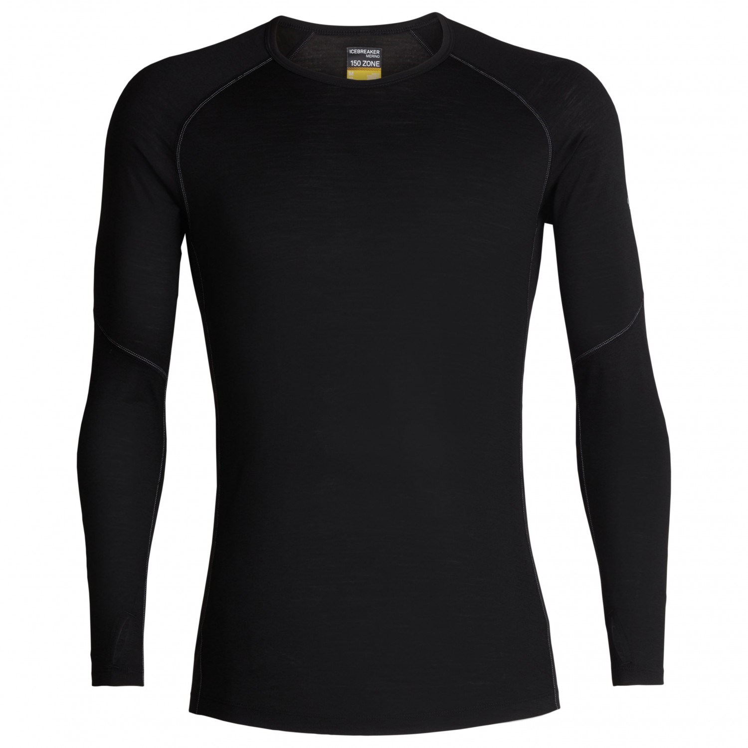 Icebreaker mens merino 150 Zone long sleeve crew base layer in black