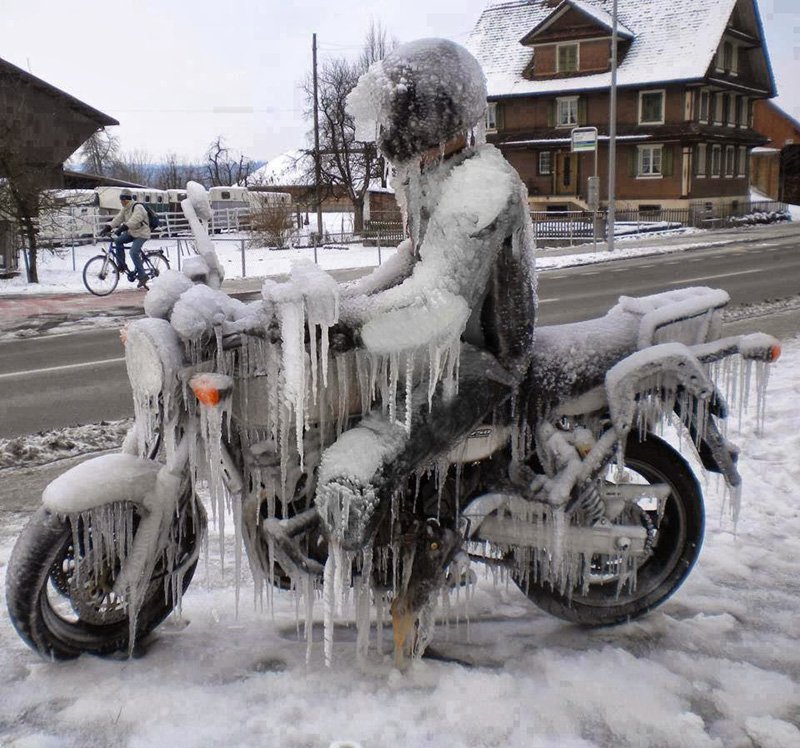 Frozen biker