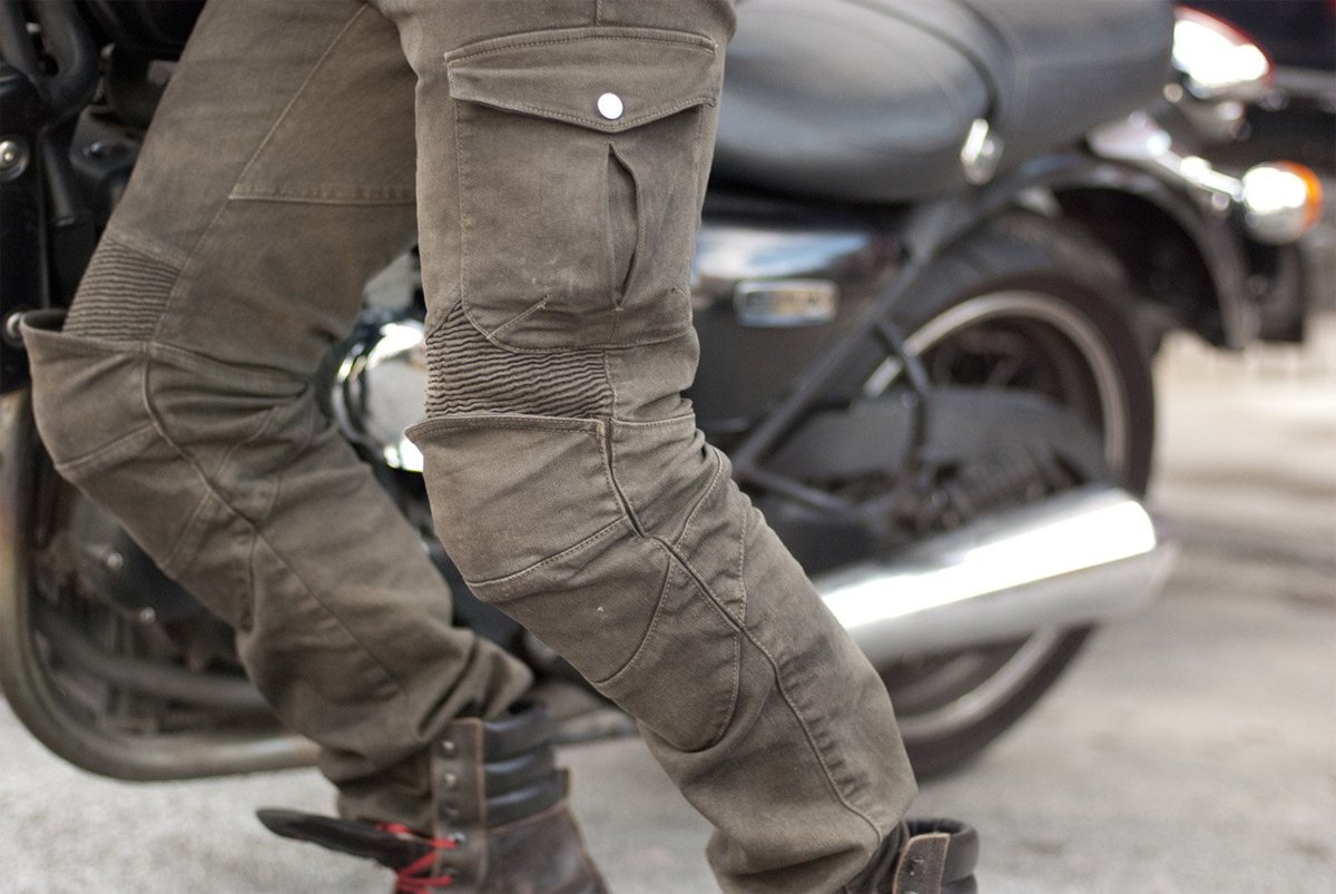 Motorbike Motorcycle Brown Cargo Trousers Jeans Reinforced With Aramid Fibres 