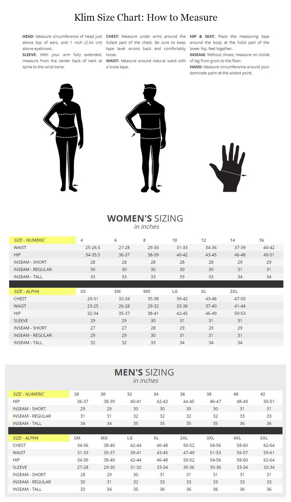 Kodiak Size Chart