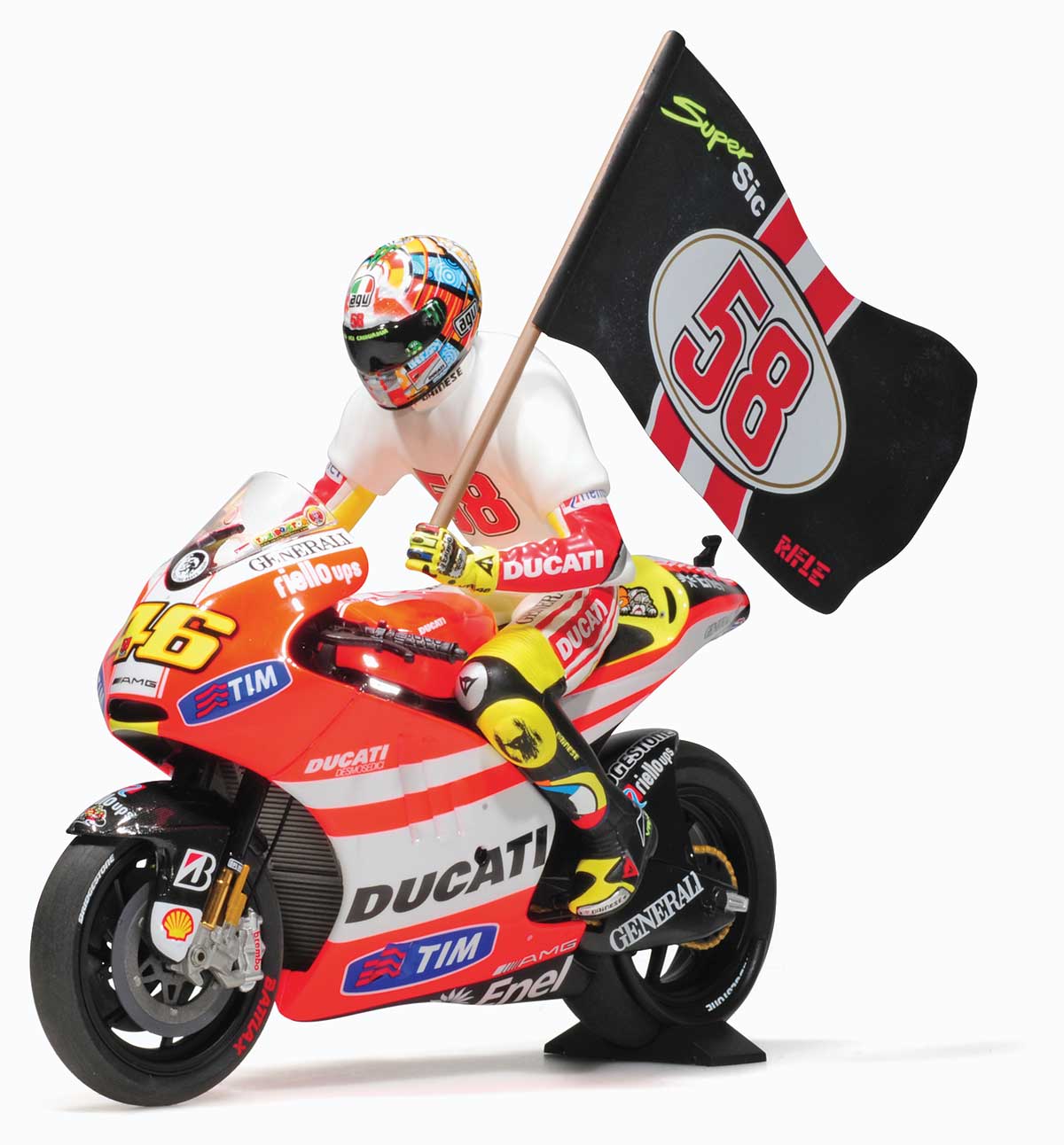 Minichamps Ducati Desmosedici GP11 MotoGP 2011 Race Version Valentino Rossi 1/12 Scale Die-Cast Collectors Model 