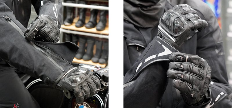 Wearing-a-motorcycle-glove-under-a-jacket-cuff