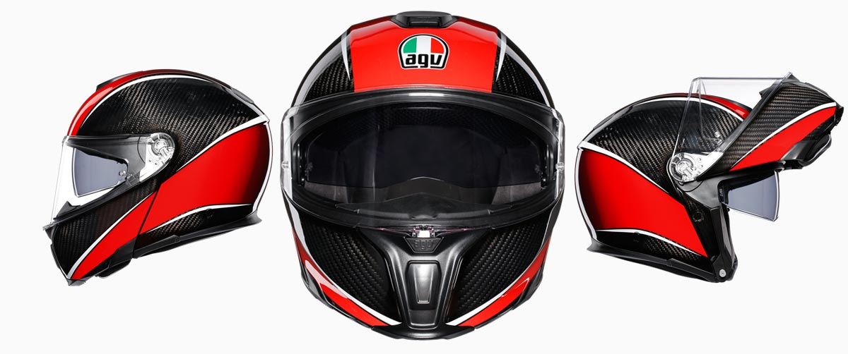 agv sport modular helmet aero red carbon